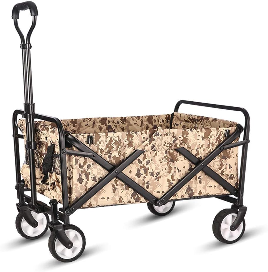 WHITSUNDAY Collapsible Folding Garden Outdoor Park Utility Wagon Picnic Camping Cart 5“ Solid Rubber Wheels (Compact Size, Grey)