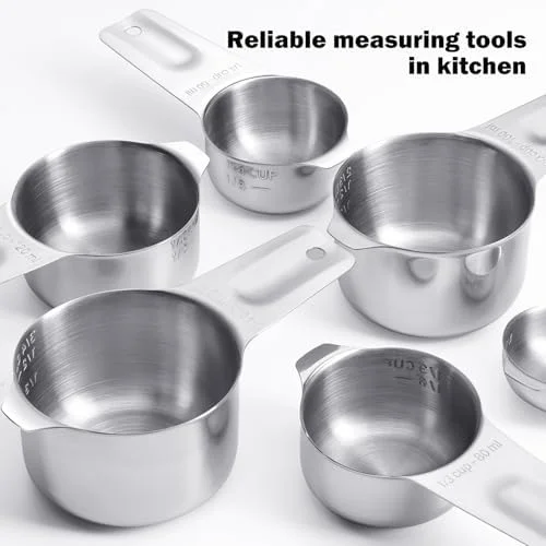 Measuring Cups, 7PCS Stainless Steel Measuring Cups with a Storage Bag for Cooking &amp; Baking, Dishwasher Safe