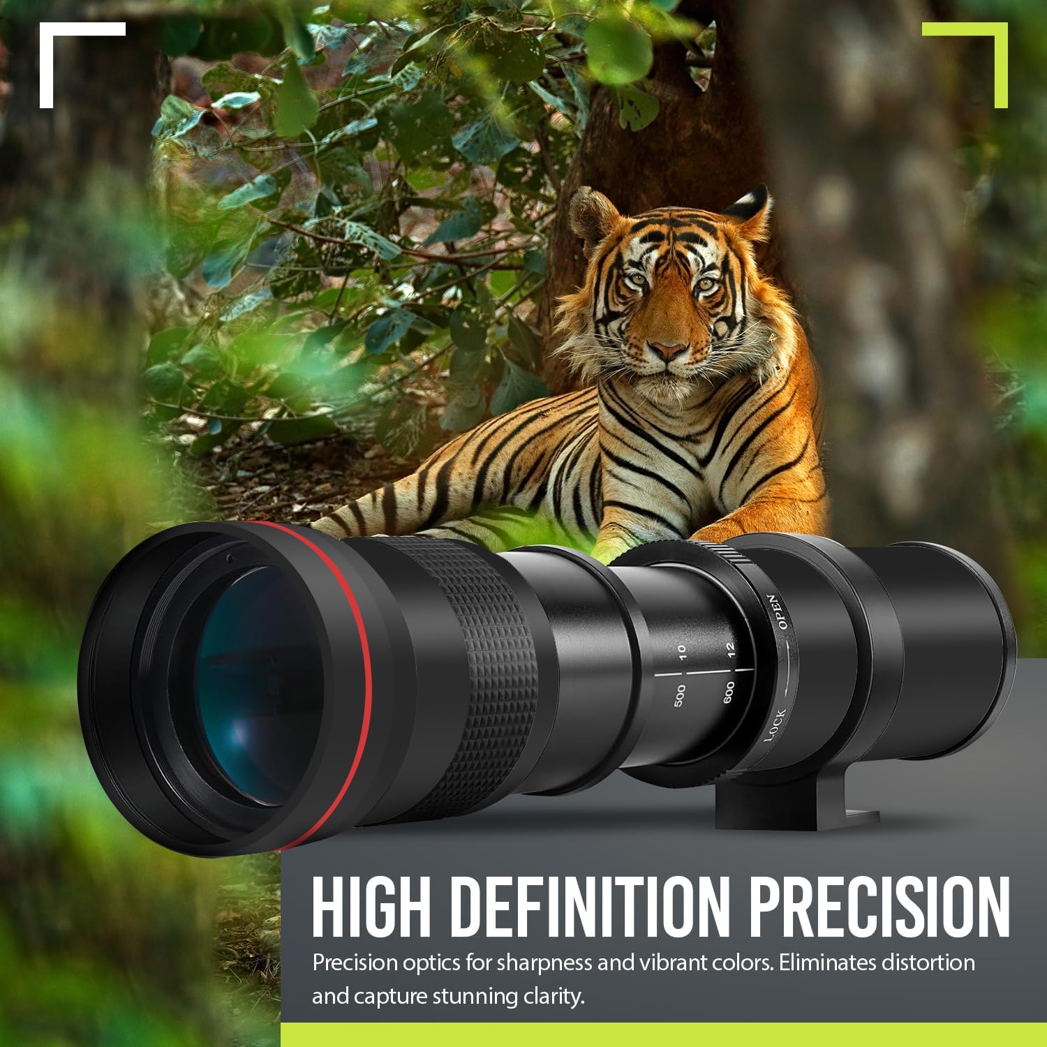 High-Power 420-1600mm f/8.3 Manual Telephoto Zoom Lens for Canon Digital EOS Rebel EOS-M, EOS M2, EOS M5, EOS M6, EOS M6 Mark II, EOS M10, EOS M50