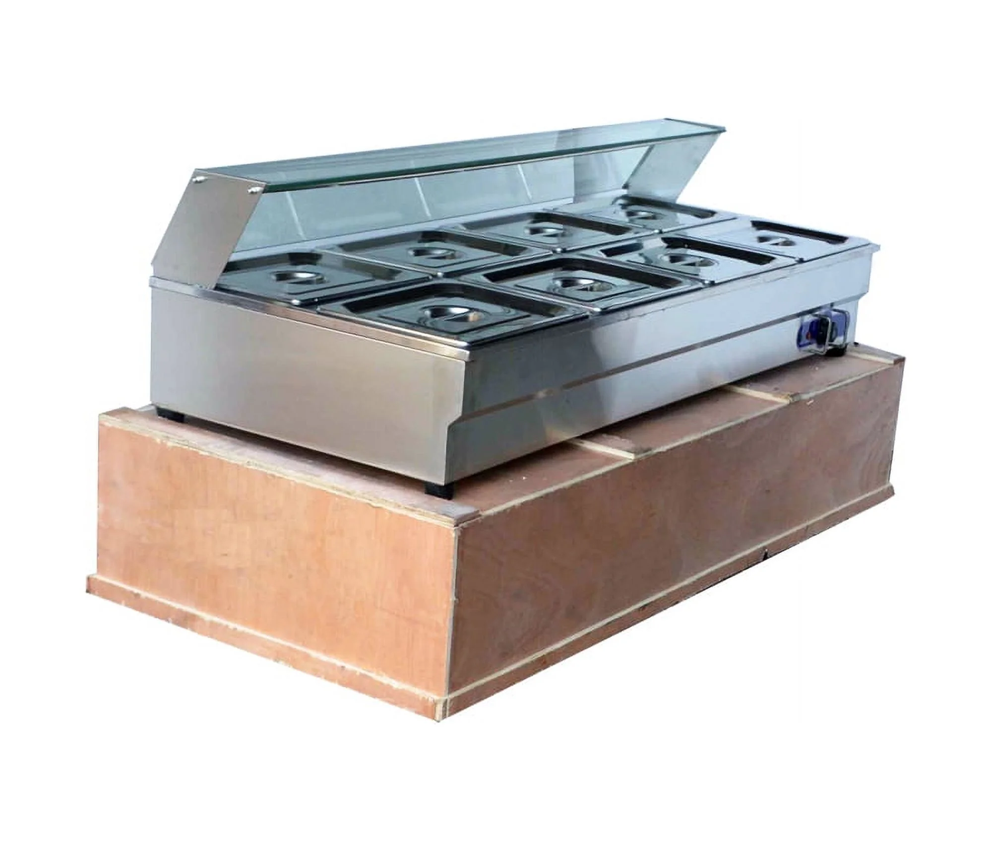 PreAsion 8-Pan Bain-marie Buffet Food Warmer with Glass Guard Food Temperature Control