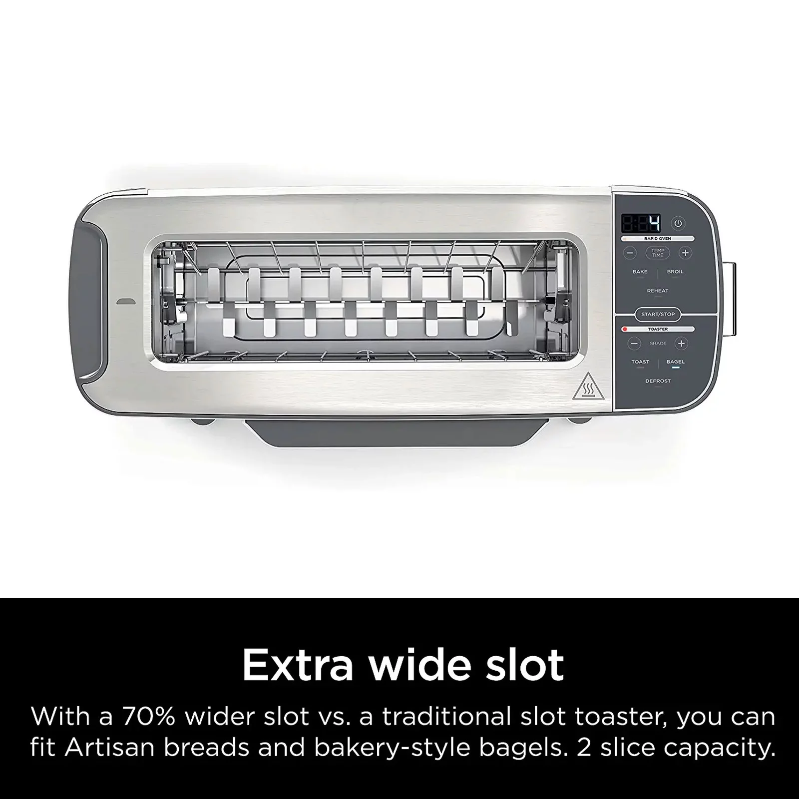 2-in-1 Flip Toaster Oven - Compact Toaster Oven for Reheat Defrost 2-Slice Capacity (Stainless Steel)
