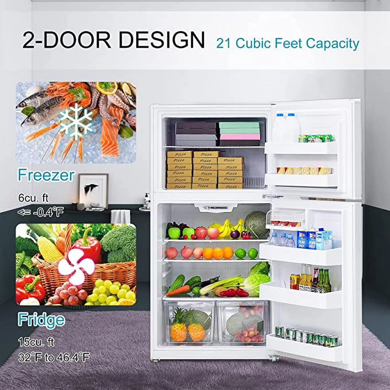 Smad 21 Cu.ft. Upright Convertible Freezer/Refrigerator, Quick Freeze for Garage, Kitchen, Home - Radiant Selections
