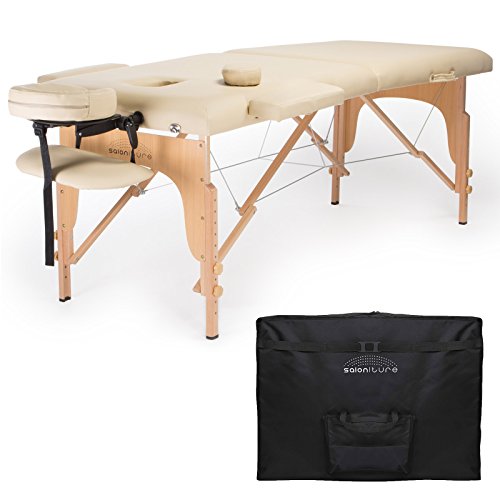 Saloniture Professional Portable Folding Massage Table with Carrying Case - Black