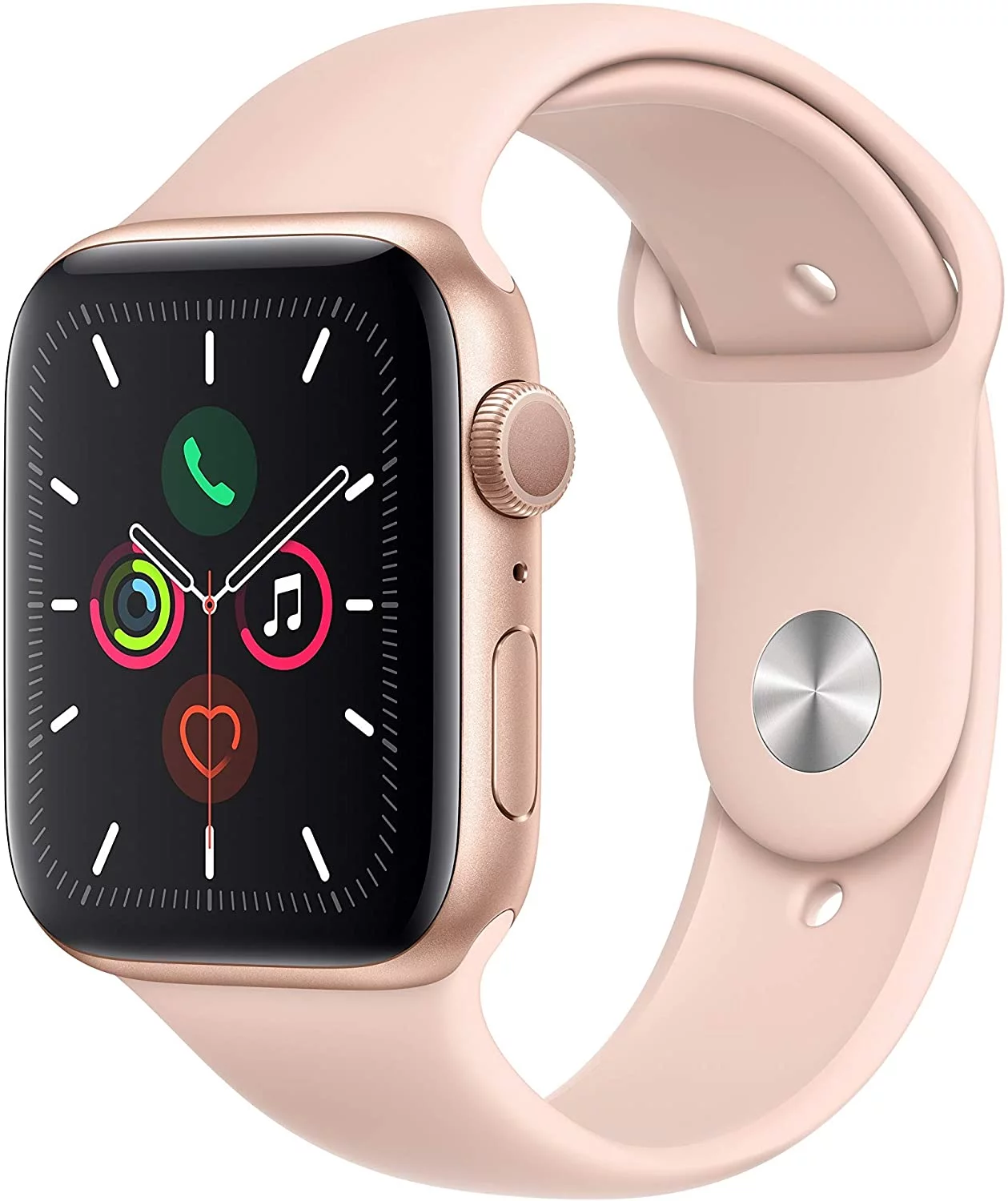 Restored Apple Watch Series 5 (GPS, 40MM) Gold Case + Pink Sand Sport Band -- (Refurbished)