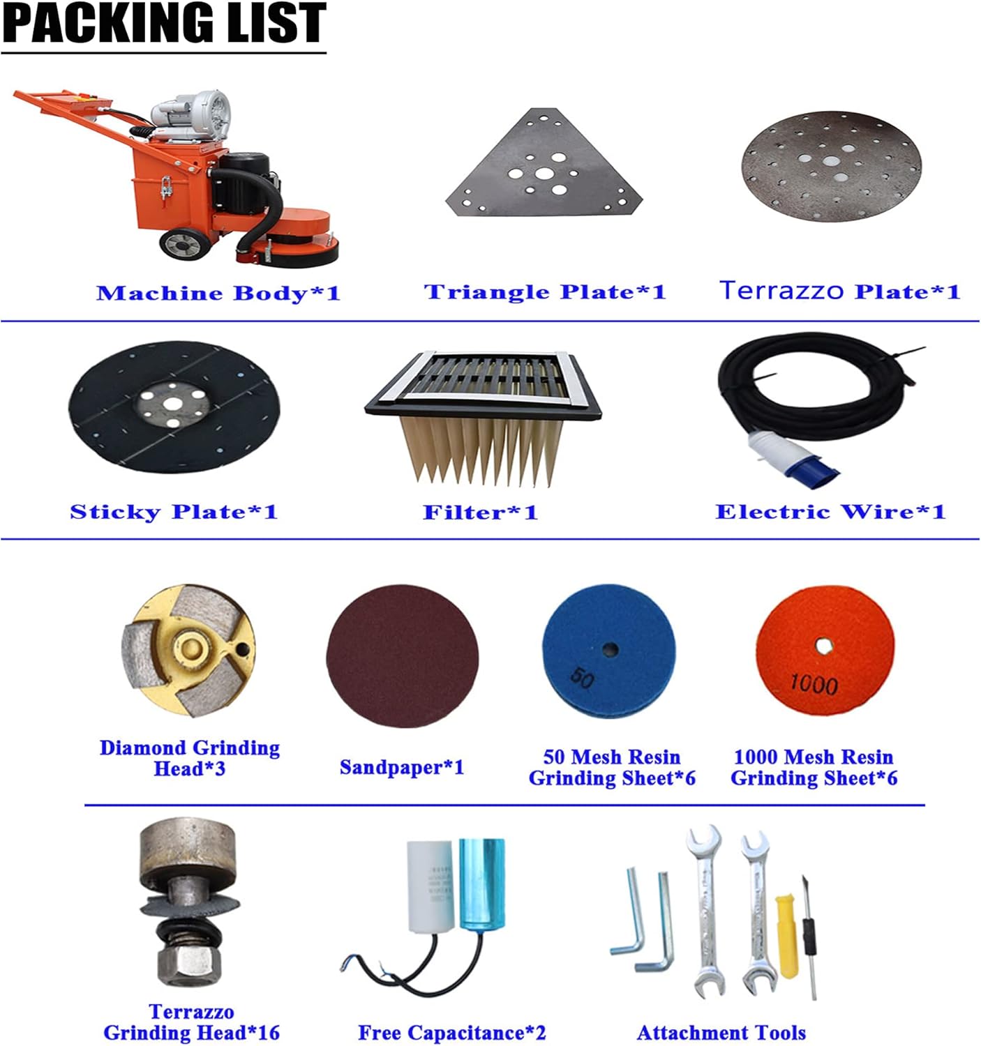 Hand-push Cement Ground Grinder Epoxy Floor Grinding Machine Concrete Cement Ground Grinding Polisher Dust-free Polishing Machine Adjustable Floor