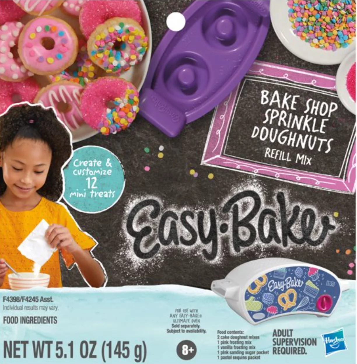 Easy Bake Oven Set with Baking Accessories - 4 Delectable Refill mixes (Red Velvet Strawberry Cupcakes, Donut, Pizza and Whoopie Pies), Designer Kit