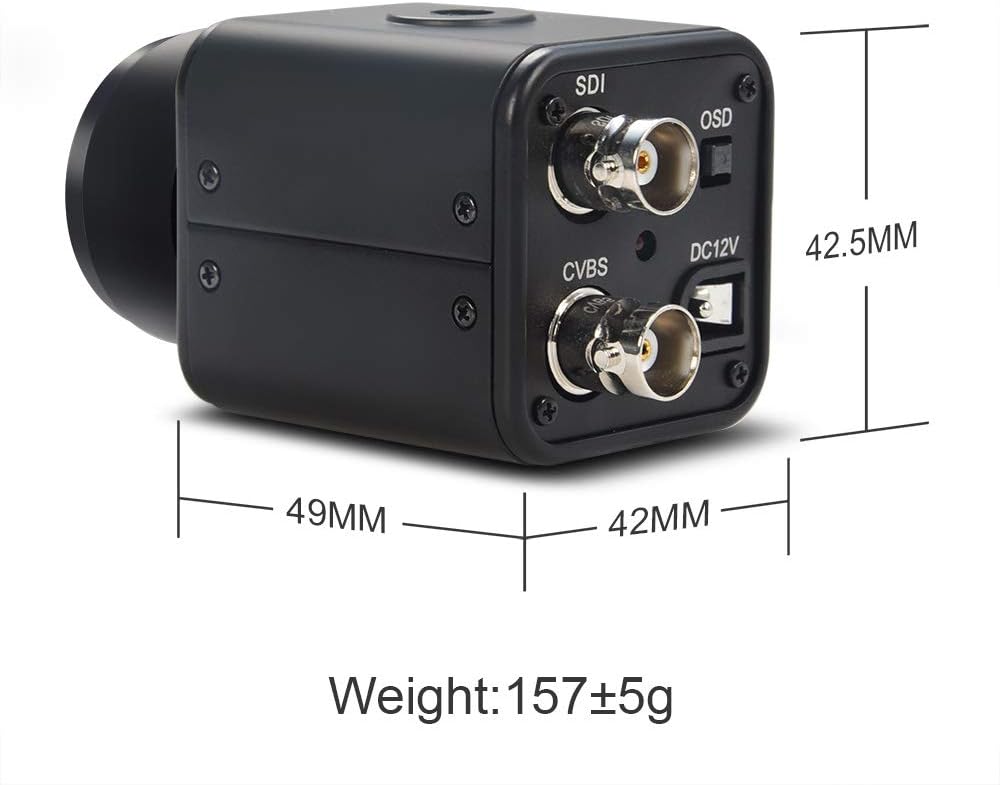 MOKOSE Mini SDI Camera with 3.6mm HD No Distortion Lens, HD-SDI 2 MP 1080P HD Digital CCTV Security Camera