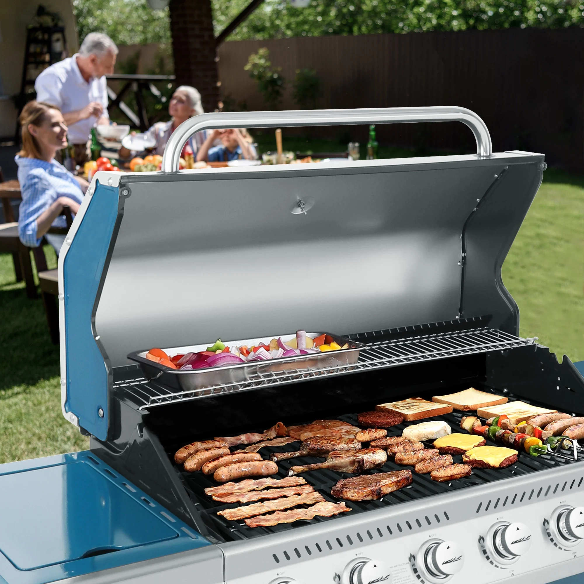 Royal Gourmet GA6402B 6-Burner BBQ Gas Grill with Sear Burner and Side Burner, 74,000 BTU - Radiant Selections