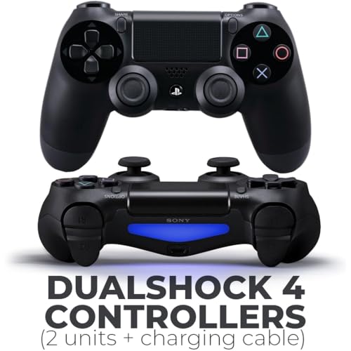 Zeust PlayStation 4 Slim 1TB Console Bundle - Includes the PS4 Console Slim 1TB, 2 Dualshock 4 Wireless Controllers, MicroUSB Charging Cable