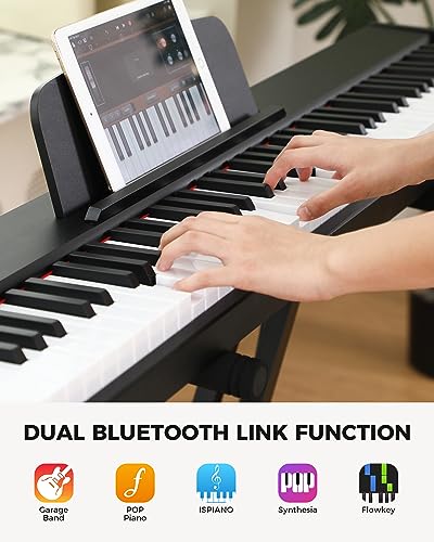Fesley Weighted Piano Keyboard 88 Keys: Full Size Electric Keyboard Piano for Beginners, Portable 88 Key Keyboard with Daul Speaker,Sustain Pedal
