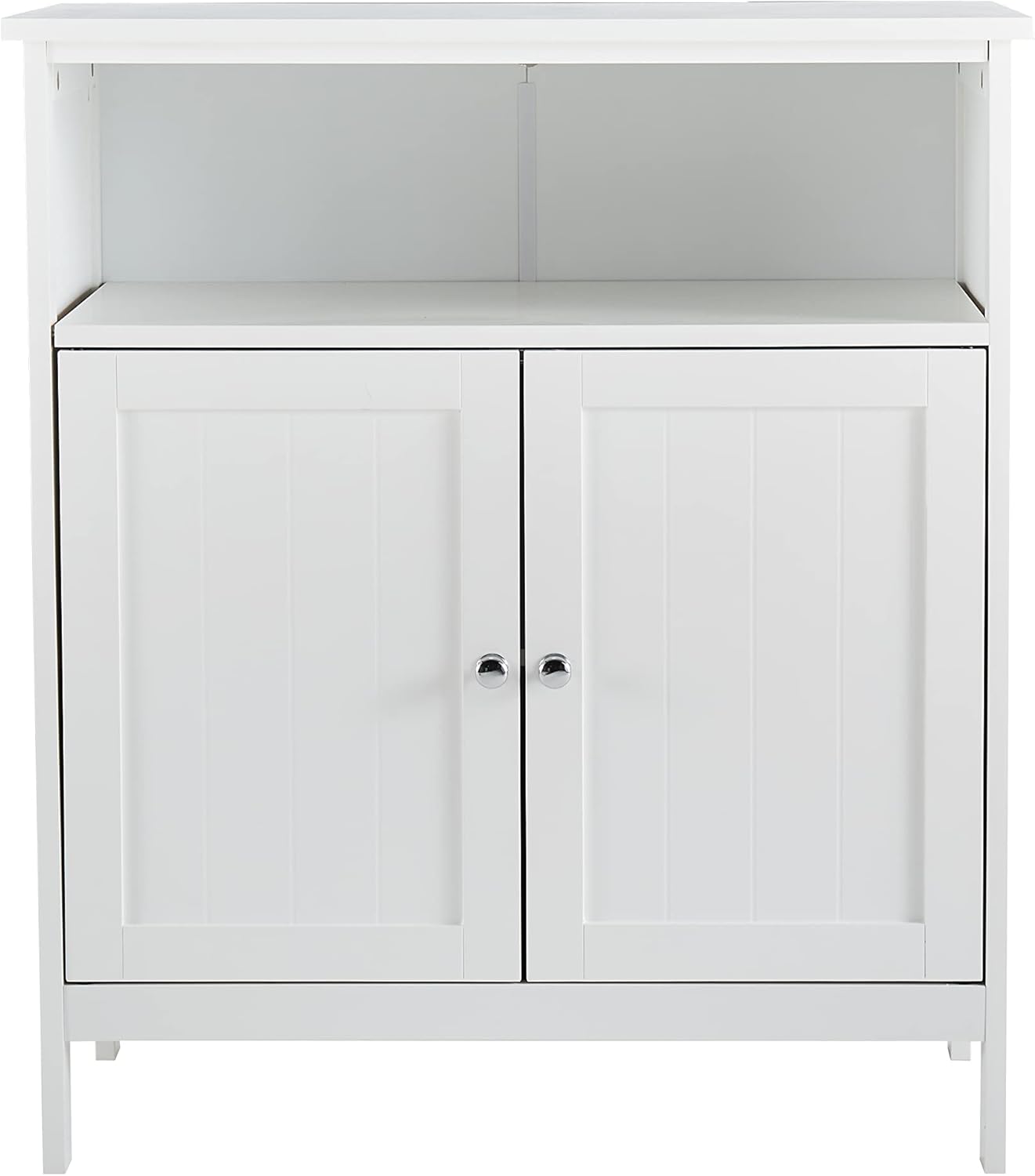 HoorLang Storage for Bathroom, Small Cabinets, Bathroom Table with Storage Cupboard Open Compartments, Easy Assembly White HLBC04W