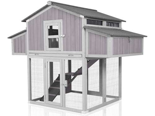 Large Chicken Coop - Unique Folding Design for Easy to Set Up - Chicken House for Outdoor with Two Nesting Box, Leakproof Pull-on Tray