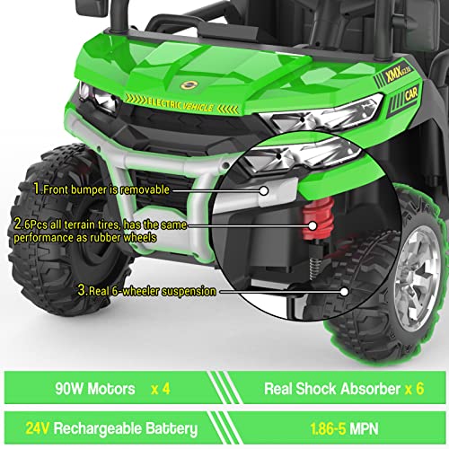 Hetoy Ride On Dump Truck for Kids Ride On Car with Remote Control Electric UTV Vehicles with Electric Dump Bed
