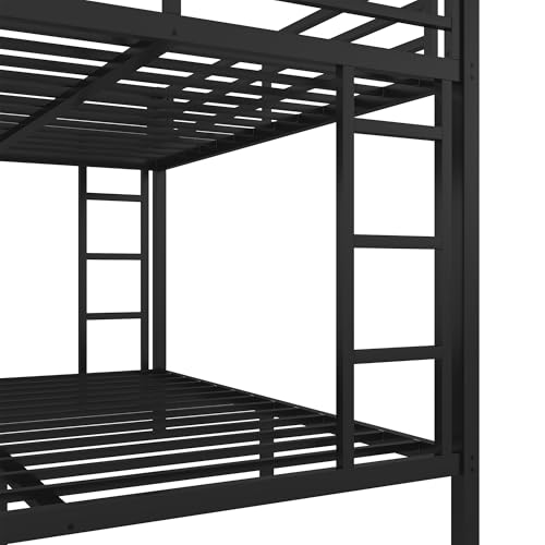 Heavy Duty Bunk Bed Frame with Ladder, Twin XL Over Twin XL Bunk Beds with Safety Guardrails, Adults Bunk Beds with Noise-Reducing Rubber Stoppers