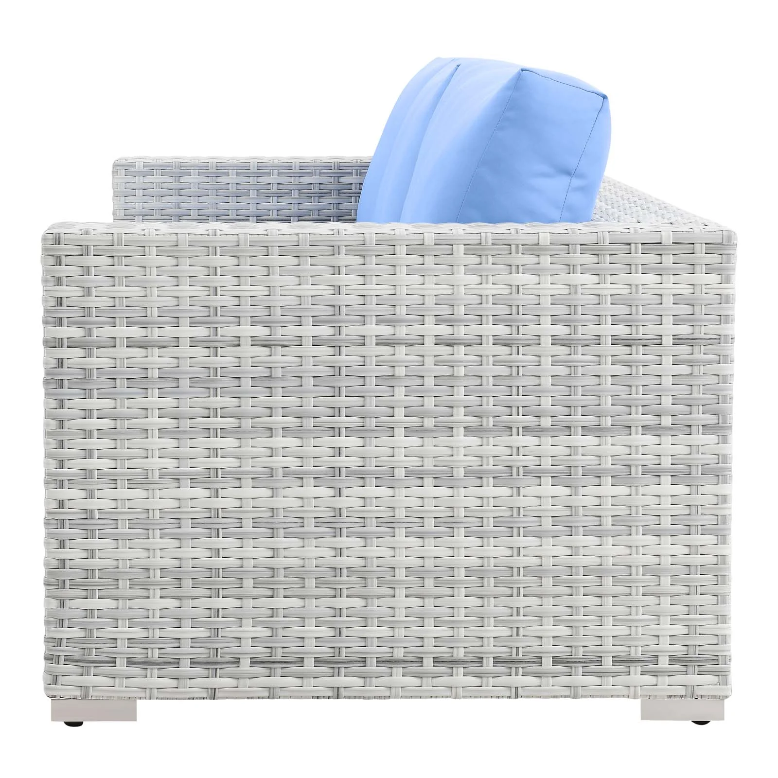 Lounge Sofa, Rattan, Wicker, Light Grey Gray Light Blue, Modern Contemporary Urban Design