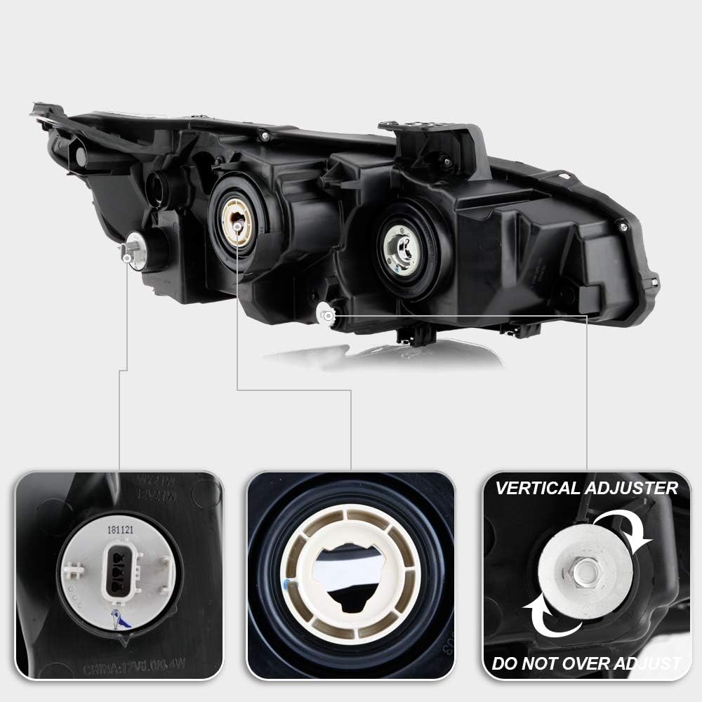 ACANII - For [Halogen Model] 2016-2020 Honda Civic LED DRL Projector Headlights Headlamps Pair Driver & Passenger Side