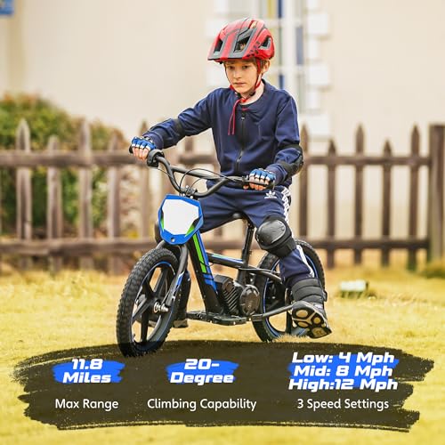 OLALA Electric Dirt Bike for Kids Aged 3-6, 170W Racing Grade Electric Motorcycle, New Aluminum Frame with 2 Power Modes, 24V Detachable Battery