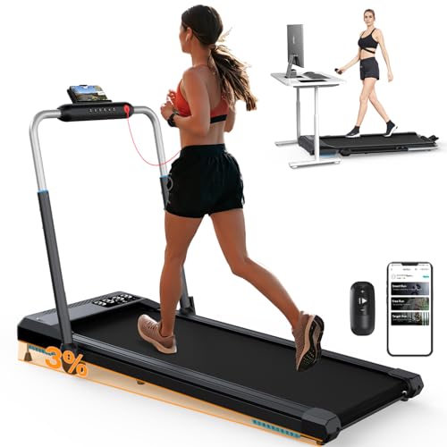 Walking Pad, Under Desk Treadmill with Incline, Portable Walking Pad Treadmill for Home and Office with APP & Remote Control and Smart Voice Control
