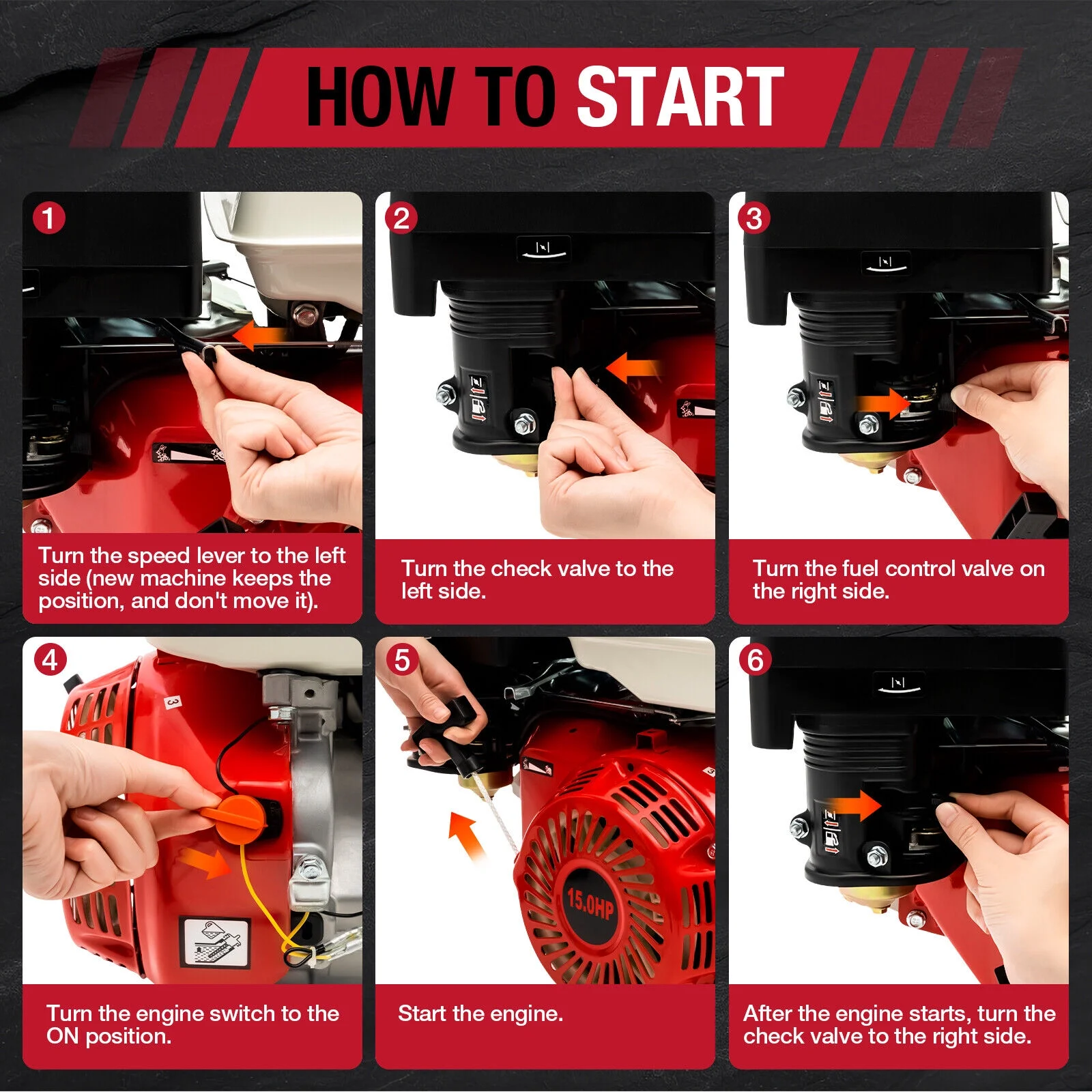 15HP 4Stroke 420CC Engine OHV Horizontal Gas Engine Recoil Start Go Kart Motor Red - Radiant Selections