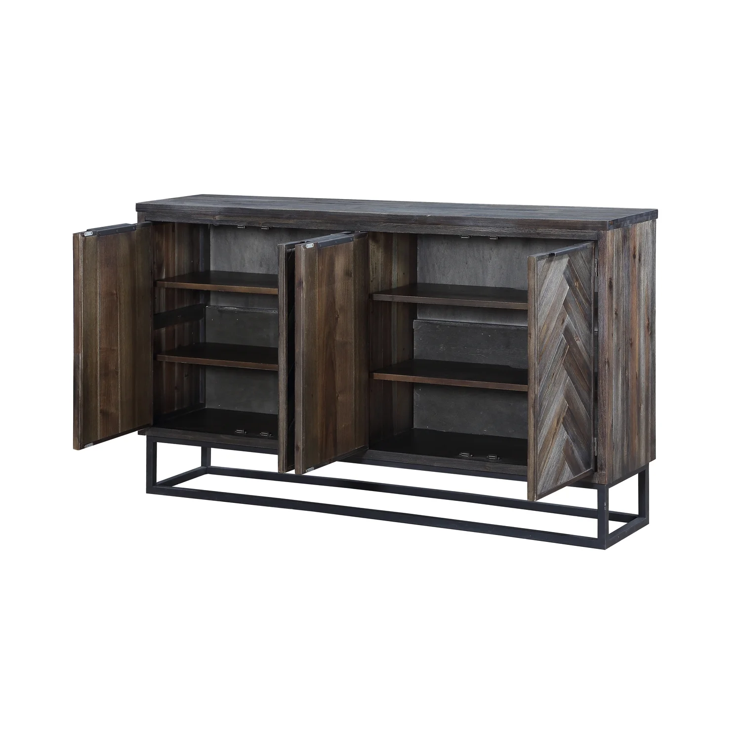 Coast To Coast Imports Aspen Court Solid Wood Herringbone 4-Door Credenza