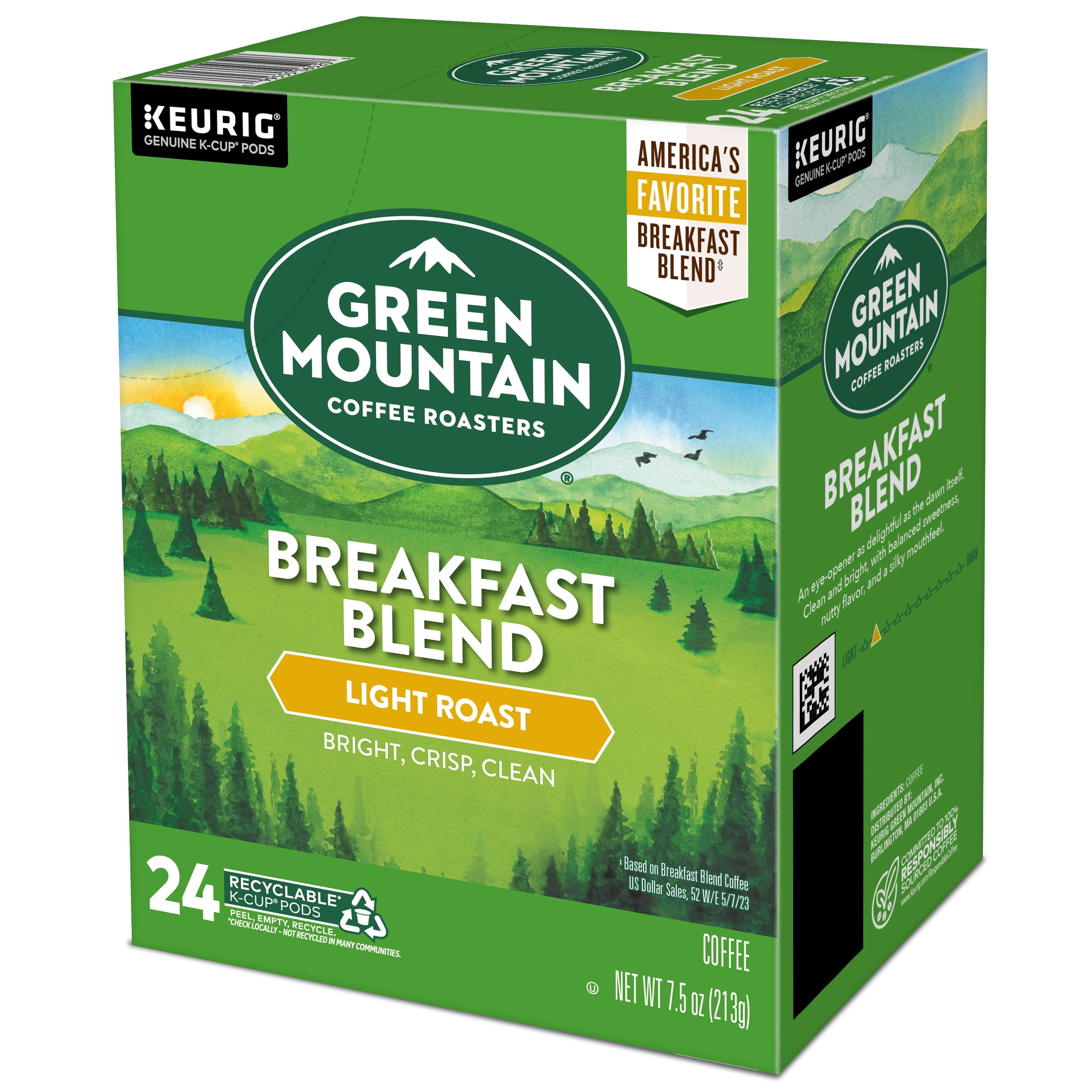 Green Mountain Coffee Roasters, Breakfast Blend Light Roast K-Cup Coffee Pods, 24 Count