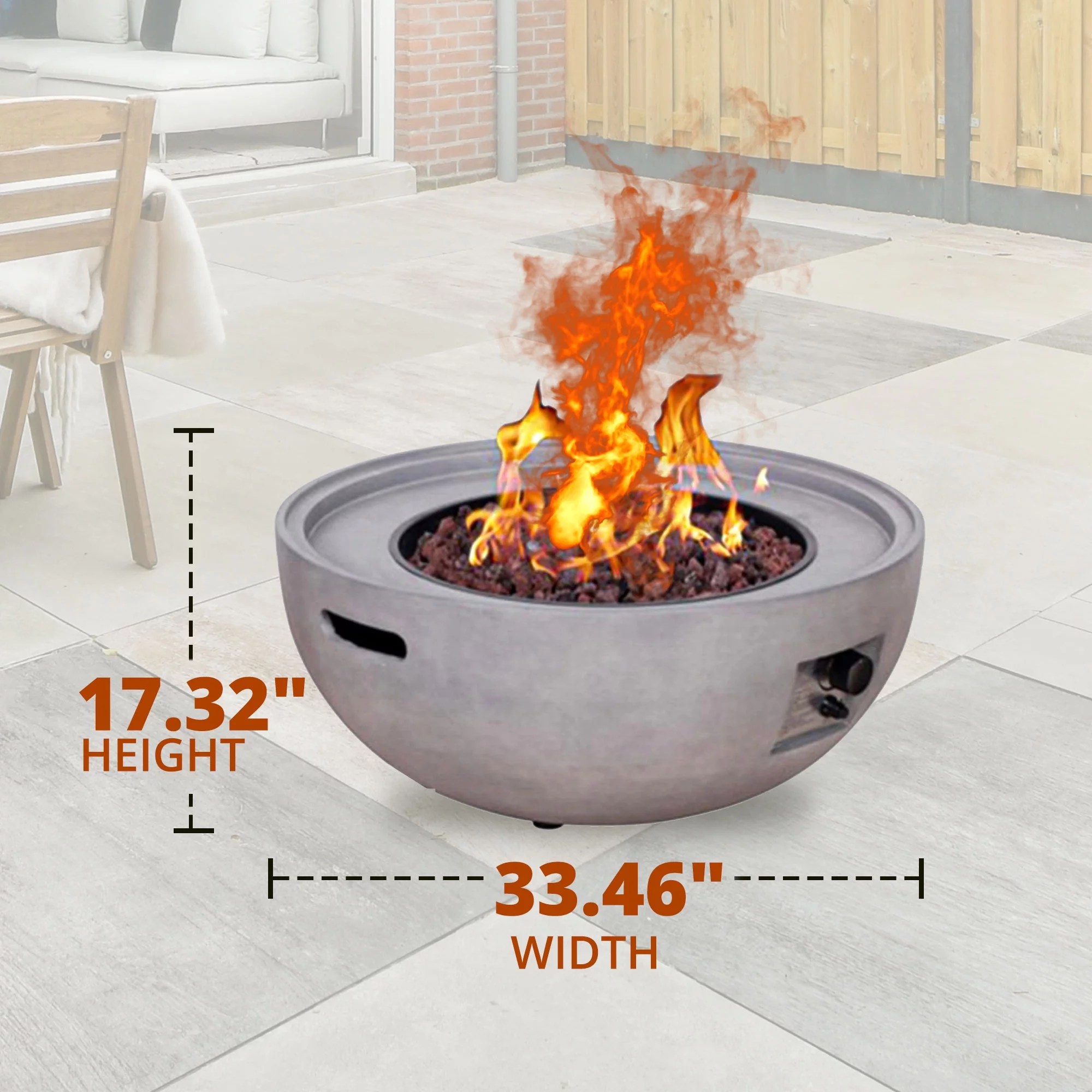 Four Seasons Courtyard 50,000 BTU Round Outdoor Concrete Gas Fire Pit