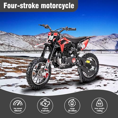 40cc 4-Stroke Dirt Bike for Kids, Gas Powered Off Road Motorcycle Mini Bikes with Speeds up to 25 MPH for Uphill and Off-Road Conditions Pull Start