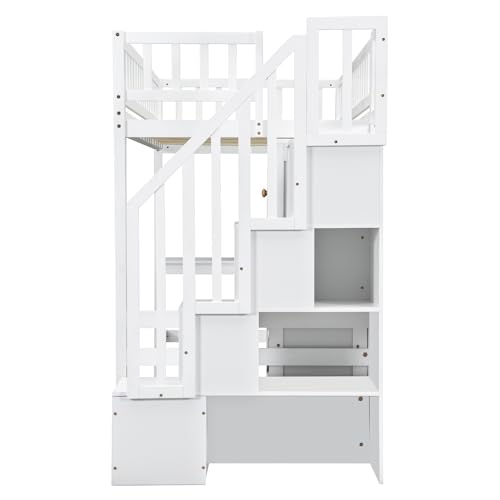 Gaming Bed with Desk,Wardrobe,Ample Storage Space,and RGB LED Light, Full Size Wood Loft Bed for Kids Bedroom (Cloud Blue/K)