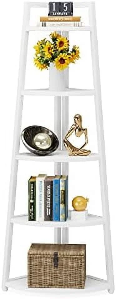 TJCGDTY 70 inch Tall Corner   5 Tier Corner Bookshelf Bookcase Modern Corner Ladder  Plant Stand for Living Room  Kitchen  Home Office (Gold)