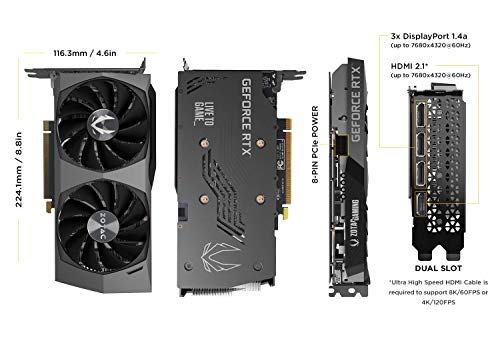 ZOTAC Gaming GeForce RTX 3060 Twin Edge OC 12GB GDDR6 192-bit 15 Gbps PCIE 4.0 Graphics Card, IceStorm 2.0 Cooling, Active Fan Control
