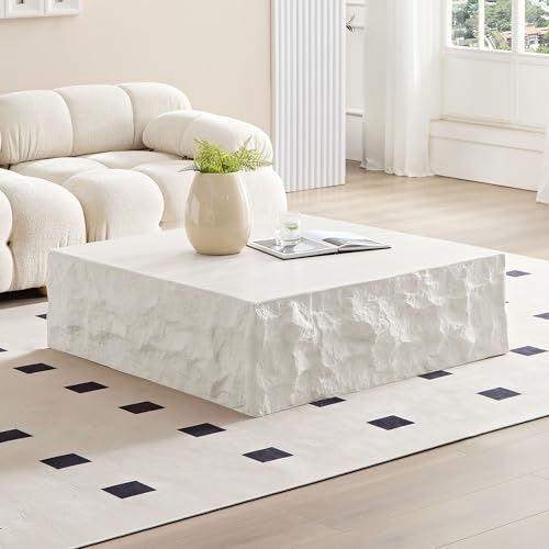 JUSTONE 15.75 ''Round Coffee Table, Accent End Table for Living Room Office Apartment, Modern Minimalist Side Table with Faux Marble Pattern