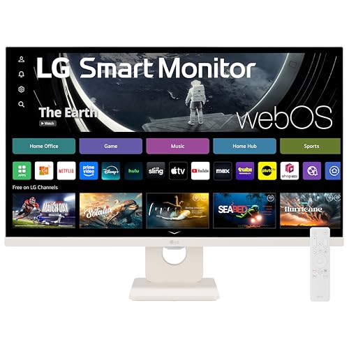 LG 27SR50F-W Smart Monitor 27-Inch FHD (1920x1080) IPS Display, webOS 23, HDR 10, x2 Built-in Speakers, AirPlay 2, Screen Share, Bluetooth, ThinQ App