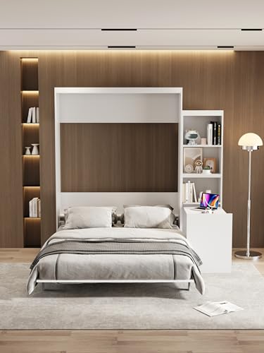 Ball & Cast Queen Size Murphy Bed Hideaway Wall Chest with Top Shelves & USB,Storage Cabinet Bed Frame w/Slat Support