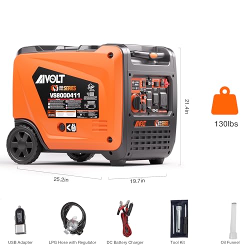 AIVOLT 8000W Dual Fuel Super Quiet Inverter Generator with Electric Start - Gas Propane Powered Portable Generator Upgraded Version for Home Backup