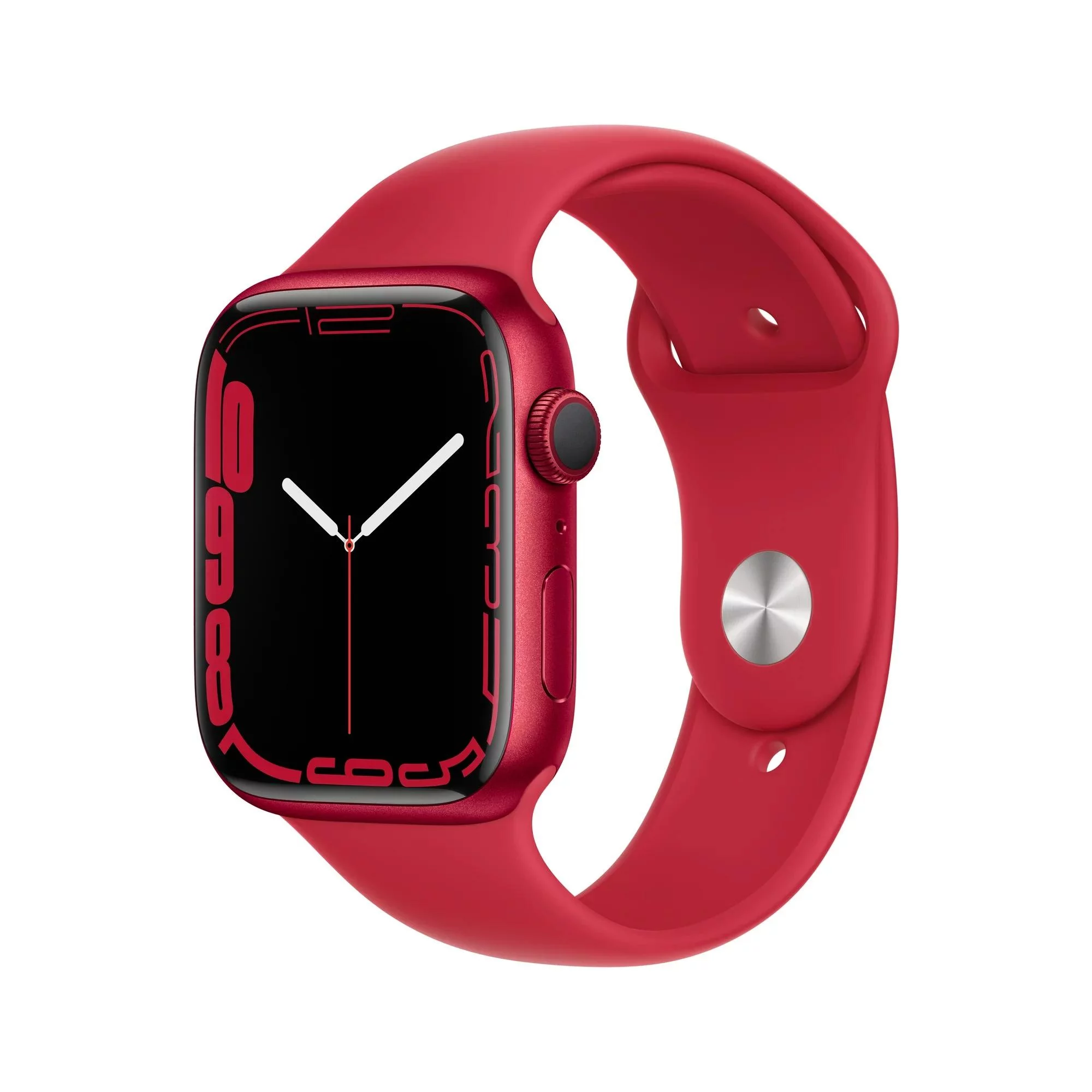 Restored Apple Watch Series 7 (GPS + Cellular, 45 mm) Red Aluminum Case with Red Sport Band 5 Bonus Bands, Charging Stand, Screen Protector