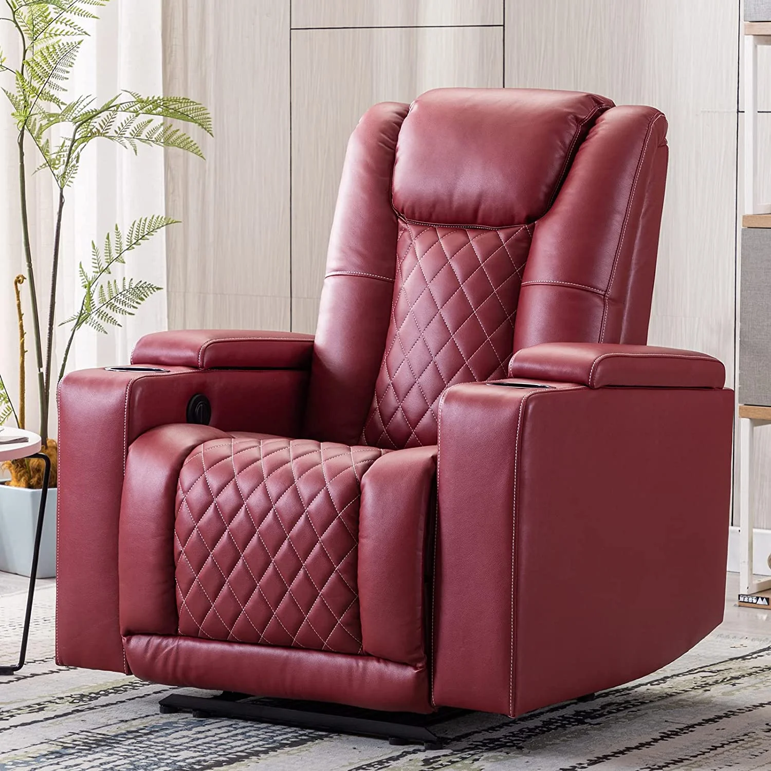 salable Power Recliner Chair Set of 3  PU Leather Electric Home Theater Seating with USB Ports and Cup Holders  Black Overstuffed Reclining Furniture