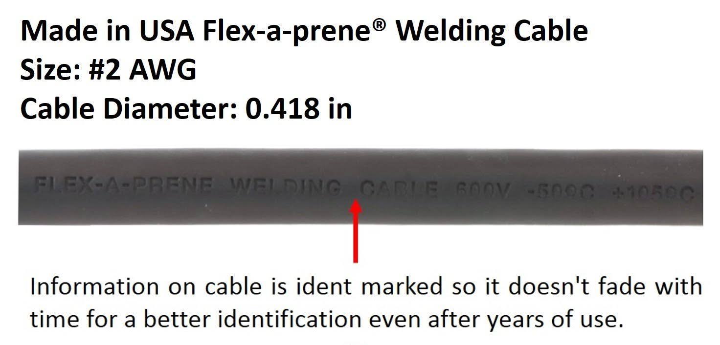 S&Uuml;A 200 Amp Welding Leads Assembly Set - Dinse 35-70 Connector - #2 AWG Cable (75 Feet Each Lead)
