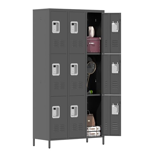 Metal Locker 3 Doors Storage Lockers for Employee,72" Tall Locker with Shelves and Hooks Steel Sports Locker for Office School Office Gym Home Garage