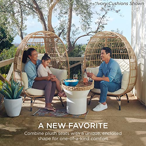 Best Choice Products Wicker Egg Chair, Oversized Indoor Outdoor Lounger for Patio, Backyard, Living Room w/ 4 Cushions, Steel Frame, 440lb Capacity