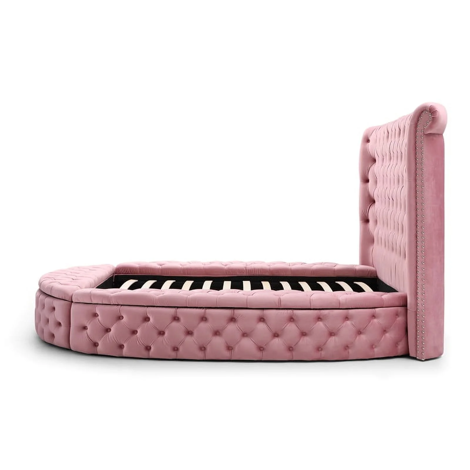 Better Home Products Elizabeth 91 x 101" Velvet Upholstered Queen Bed in Pink