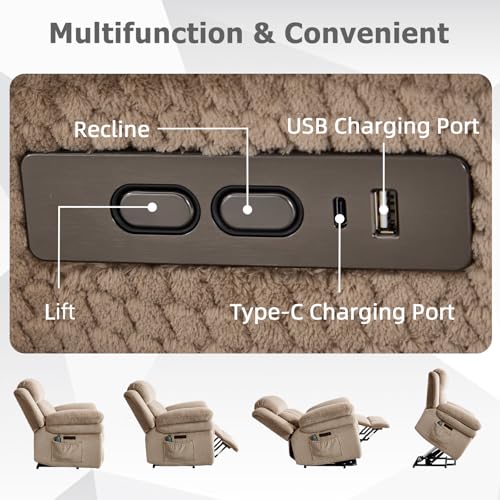CANMOV 46" Wide Oversize Power Lift Recliner Chair, Extra Large Electric Lift Recliners for Elderly Big