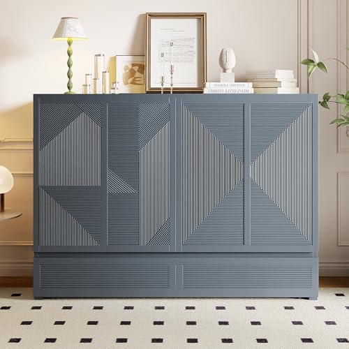 Harper & Bright Designs Full Size Murphy Bed Cabinet Wall Bed, Solid Pine Murphy Bed Chest with USB Ports