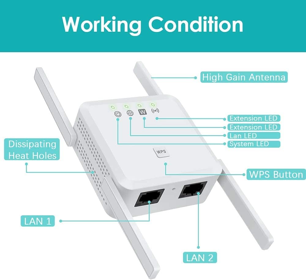 Best WiFi Extender Internet Booster - 1200M 5g 2.4 GHz WiFi Booster Covers Up to 3500 Sq ft and 35 Devices