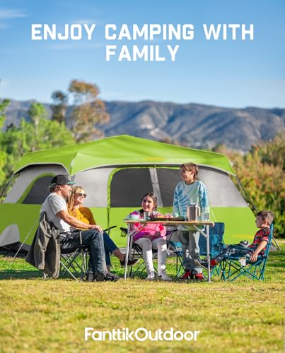 FanttikOutdoor Camping Tent 4/6/8/10 Person Instant Cabin Tent Setup in 60 Seconds with Rainfly & Windproof Portable with Carry Bag for Family