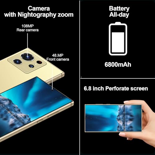 S24 Ultra Unlocked Cell Phones Smartphone with Built-in Pen 8+256GB Android 13 Phones 6.8" HD Screen Dual SIM 108MP+48MP Camera 6800 mAh (Green)