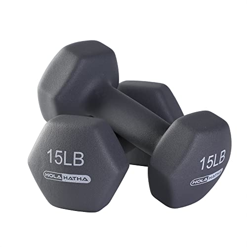 HolaHatha Neoprene Dumbbell Free Hand Weight Set with Rack, Ideal for Home Exercises to Gain Tone and Definition