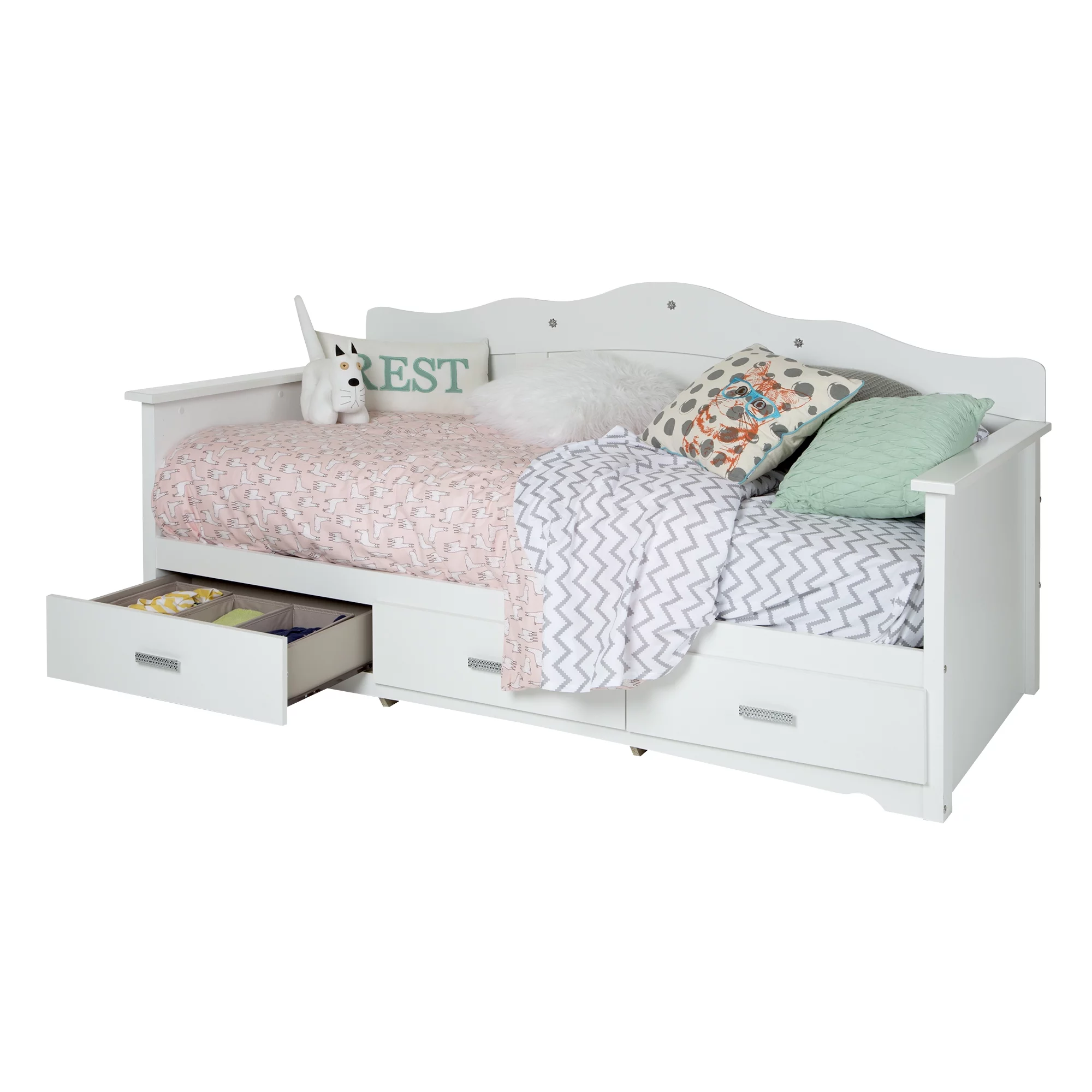 South Shore Tiara Twin Daybed with Storage (39"), White