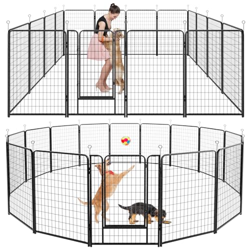 Dog Playpen Outdoor Extra Wide 12 Panels Heavy Duty Anti-Rust Coating-Strengthened Dog Fence 40" Height with Doors Portable for RV Camping Yard