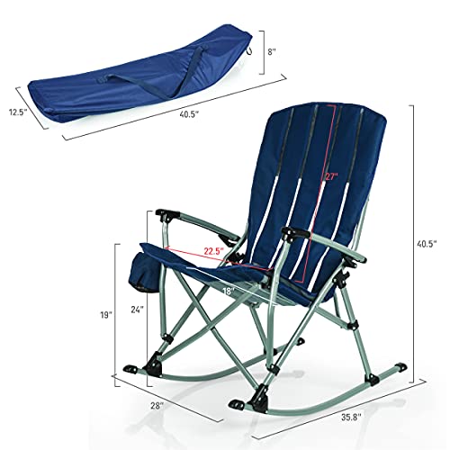 PICNIC TIME Outdoor Rocking Camp Chair - XL Heavy Duty Camping Chair for Adults