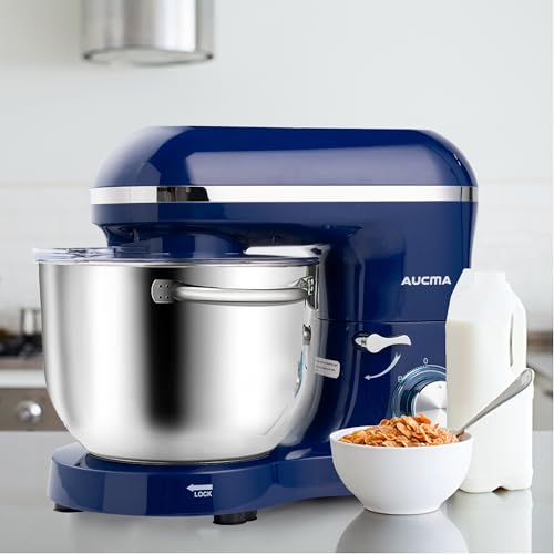 Aucma Stand Mixer,6.5-QT 660W 6-Speed Tilt-Head Food Mixer, Kitchen Electric Mixer with Dough Hook, Wire Whip & Beater (6.5QT, Black)